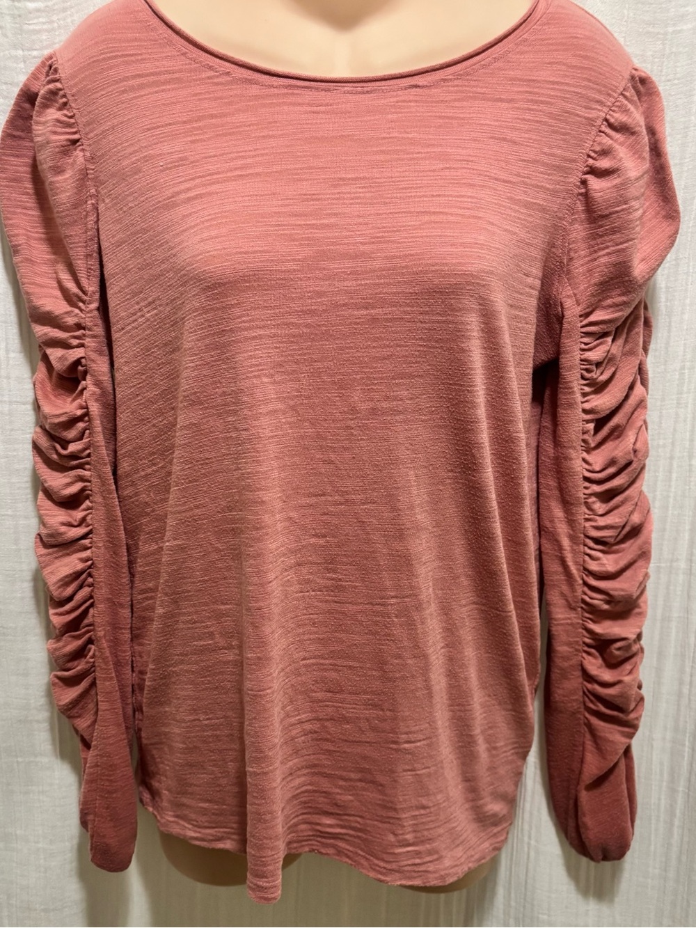 We The Free by Free People Ruched Sleeve Women’s Top in Dusty Rose